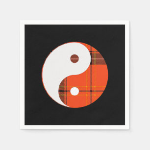Red Plaid and White Yin Yang Napkin