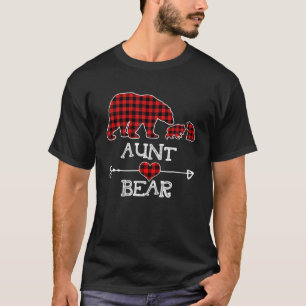 Red Plaid Aunt Bear Two Cubs Matching Buffalo Paja T-Shirt
