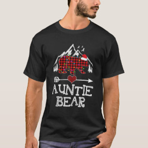 Red Plaid Auntie Bear Buffalo Matching Family Paja T-Shirt