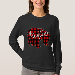 Red Plaid Auntie Bear Matching Family Christmas Ev T-Shirt