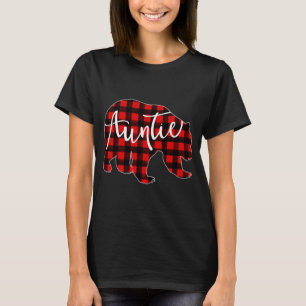Red Plaid Auntie Bear Matching Family Christmas Ev T-Shirt