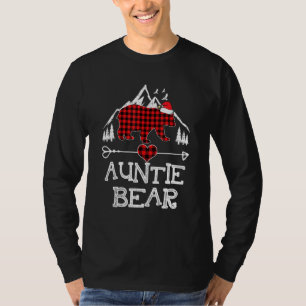 Red Plaid Auntie Bear Matching Pajama Family T-Shirt