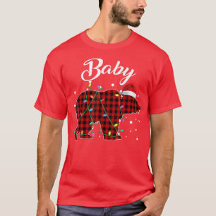Red Plaid Baby Bear Matching Buffalo Pajama T-Shirt