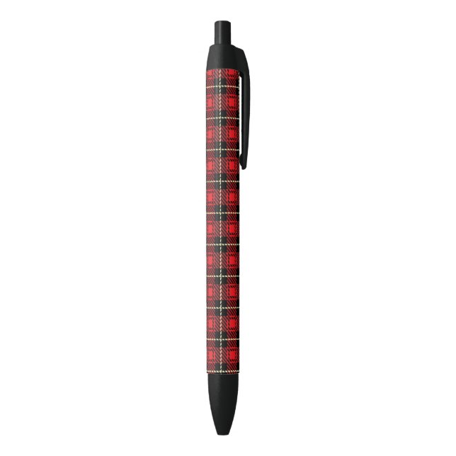 Red Plaid Background Black Ink Pen (Bottom (Vertical))