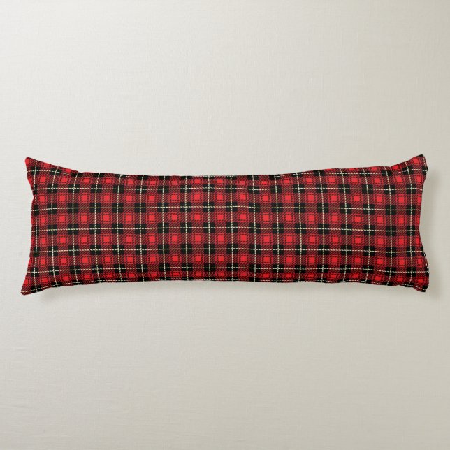 Red Plaid Background Body Cushion (Front)