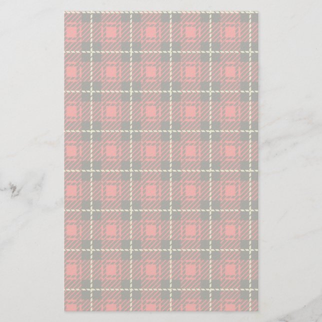 Red Plaid Background Stationery (Front)