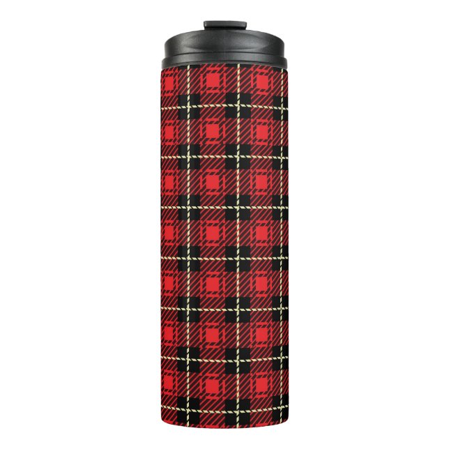 Red Plaid Background Thermal Tumbler (Front)