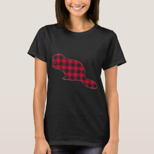 Red Plaid Beaver Christmas Matching Buffalo Family T-Shirt