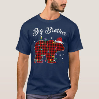 Red Plaid Big Brother Bear Matching Buffalo Pajama T-Shirt