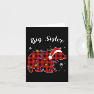 Red Plaid Big Sister Bear Buffalo Family Pajama Ch Card
