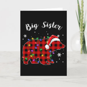 Red Plaid Big Sister Bear Buffalo Family Pajama Ch Card