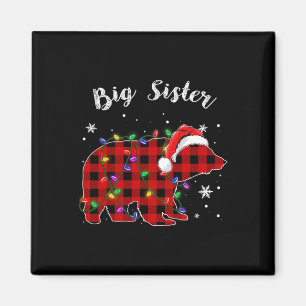 Red Plaid Big Sister Bear Buffalo Family Pajama Ch Magnet