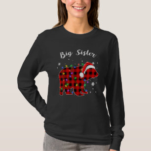 Red Plaid Big Sister Bear Buffalo Family Pajama Ch T-Shirt