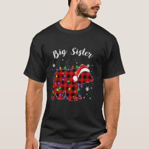 Red Plaid Big Sister Bear Buffalo Family Pajama Ch T-Shirt