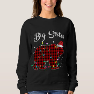 Red Plaid Big Sister Bear Matching Buffalo Pajama Sweatshirt