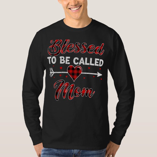 Red Plaid  Blessed To Be Called Mum Mother Tee (Front)