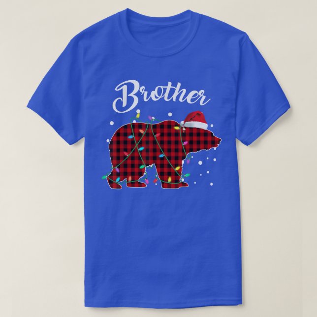 Red Plaid Brother Bear Matching Buffalo Pajama  T-Shirt (Design Front)