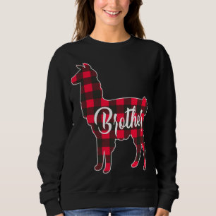Red Plaid Brother Llama Christmas Matching Family  Sweatshirt