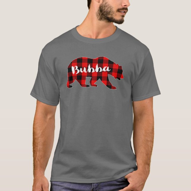 Red Plaid Bubba Bear Buffalo Family Pajama Christm T-Shirt (Front)