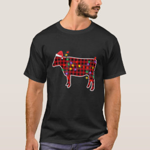 Red Plaid Buffalo Cow Christmas Pyjamas Family Gir T-Shirt