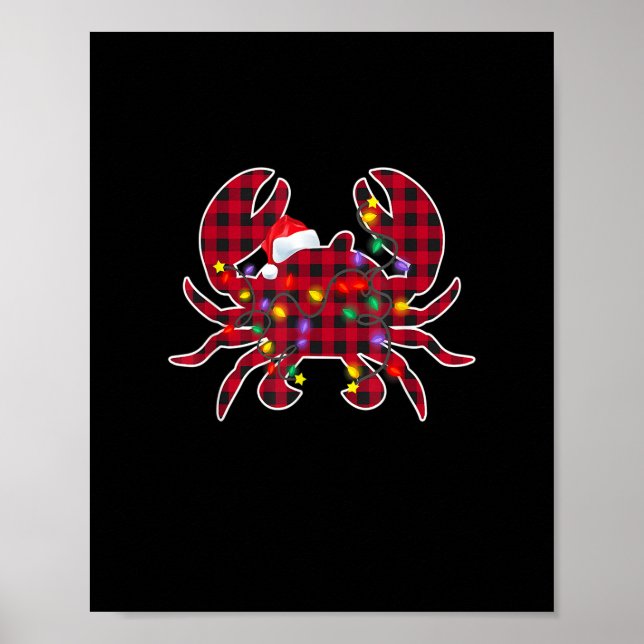 Red Plaid Buffalo Crab Christmas Pyjamas Family Me Poster (Front)