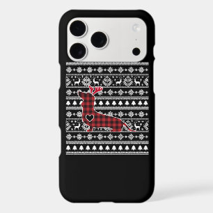 Red Plaid Buffalo Dachshund Dog Christmas