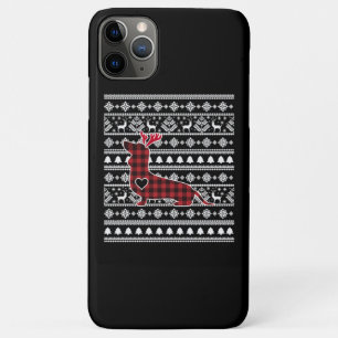 Red Plaid Buffalo Dachshund Dog Christmas iPhone 11 Pro Max Case