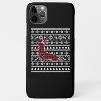 Red Plaid Buffalo Dachshund Dog Christmas iPhone 11 Pro Max Case