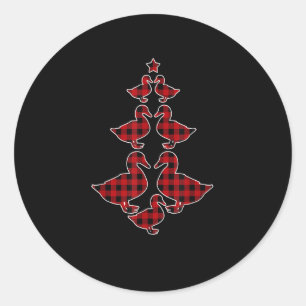 Red Plaid Buffalo Duck Christmas Tree Pyjamas Xmas Classic Round Sticker