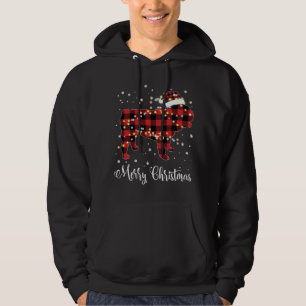 Red Plaid Buffalo English Bulldog Merry Christmas Hoodie