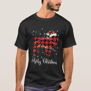 Red Plaid Buffalo English Bulldog Merry Christmas  T-Shirt