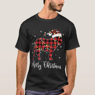 Red Plaid Buffalo French Bulldog Merry Christmas P T-Shirt