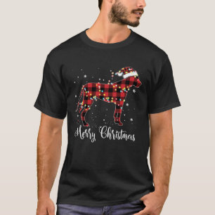Red Plaid Buffalo Great Dane Merry Christmas Pyjam T-Shirt