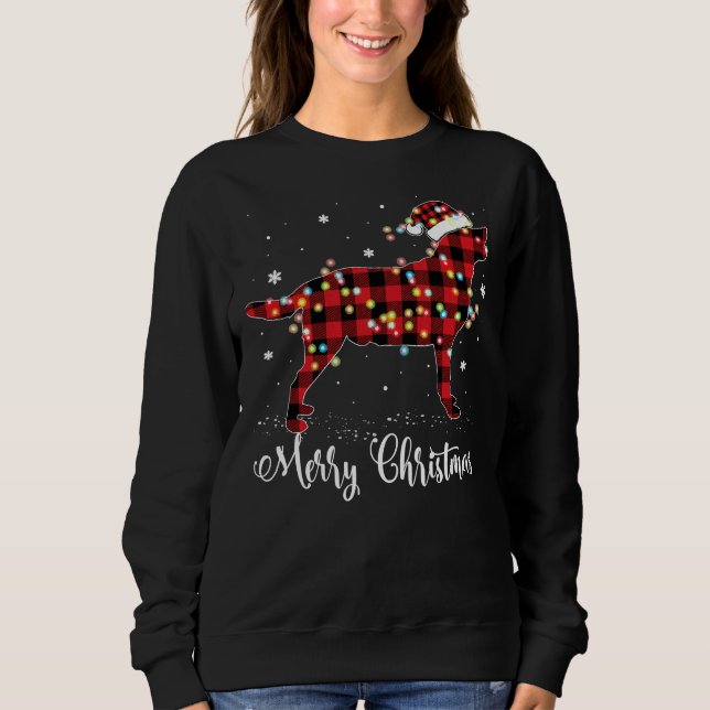 Red Plaid Buffalo Labrador Retriever Merry Christm Sweatshirt (Front)