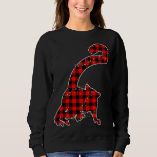 Red Plaid Buffalo Lemur Xmas Light Matching Pajama Sweatshirt