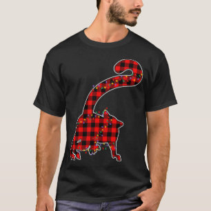 Red Plaid Buffalo Lemur Xmas Light Matching Pajama T-Shirt