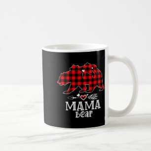 Red Plaid Buffalo Mama Bear Christmas Pajamas Fami Coffee Mug