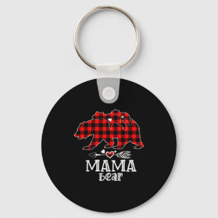 Red Plaid Buffalo Mama Bear Christmas Pajamas Fami Key Ring