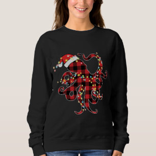 Red Plaid Buffalo Octopus Christmas Lights Pyjamas Sweatshirt
