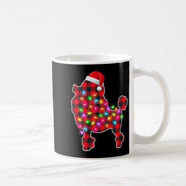 Red Plaid Buffalo Odle Dog Christmas Lights Pajama Coffee Mug (Right)