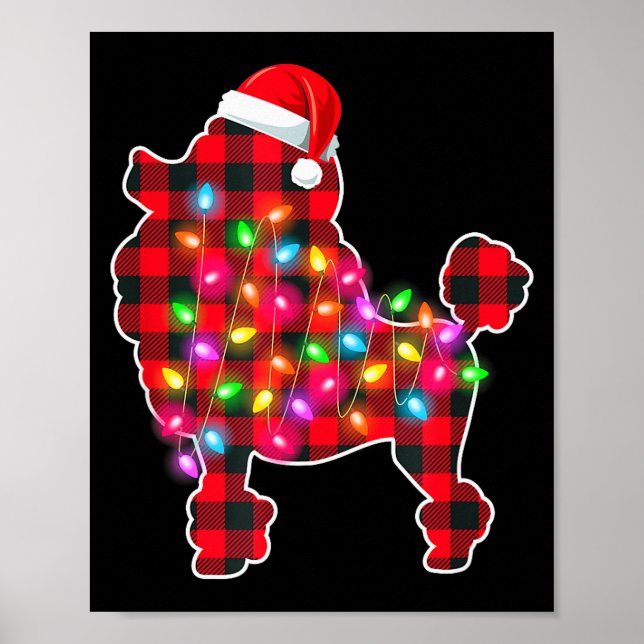 Red Plaid Buffalo Odle Dog Christmas Lights Pajama Poster (Front)
