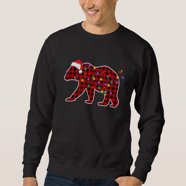 Red Plaid Buffalo Polar Bear Christmas Pyjamas Xma Sweatshirt (Front)