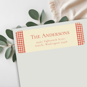 Red Plaid Buffalo Retro Rustic Return Address Return Address Label