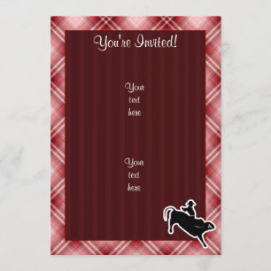 Red Plaid Bull Rider Invitation