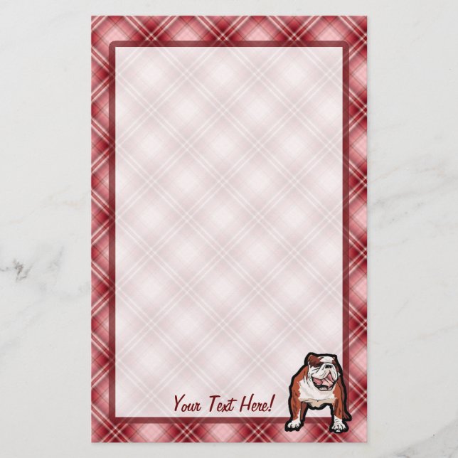Red Plaid Bulldog Stationery (Front)