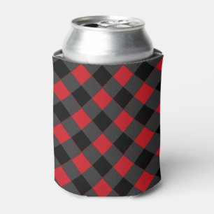 Red Plaid Can Cooler