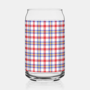Red Plaid  Can Glass