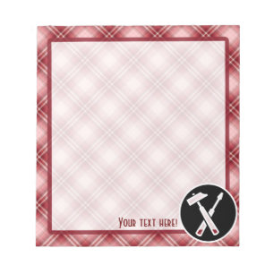 Red Plaid Carpenter Tools Notepad