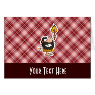 Red Plaid Cartoon Caveman