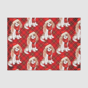 Red Plaid Cavalier King Charles Dog Christmas Tissue Paper